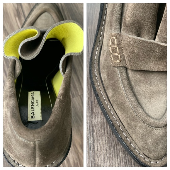 Balenciaga Olive Green Heeled Loafer Pumps - Picture 3 of 8